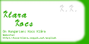 klara kocs business card